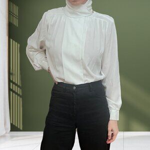 Ivory Sheer High Neck Blouse